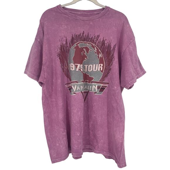 Officially Licensed Van Halen 1979 Tour T-Shirt Pink Acid Wash Large NWOT - Picture 1 of 6